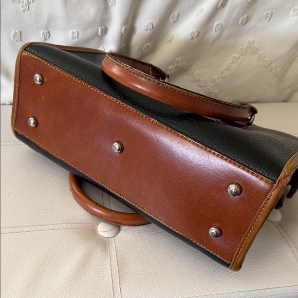 Dooney & Bourke Vintage All-Weather Black and Brown Leather Satchel Handbag - Picture 5 of 5